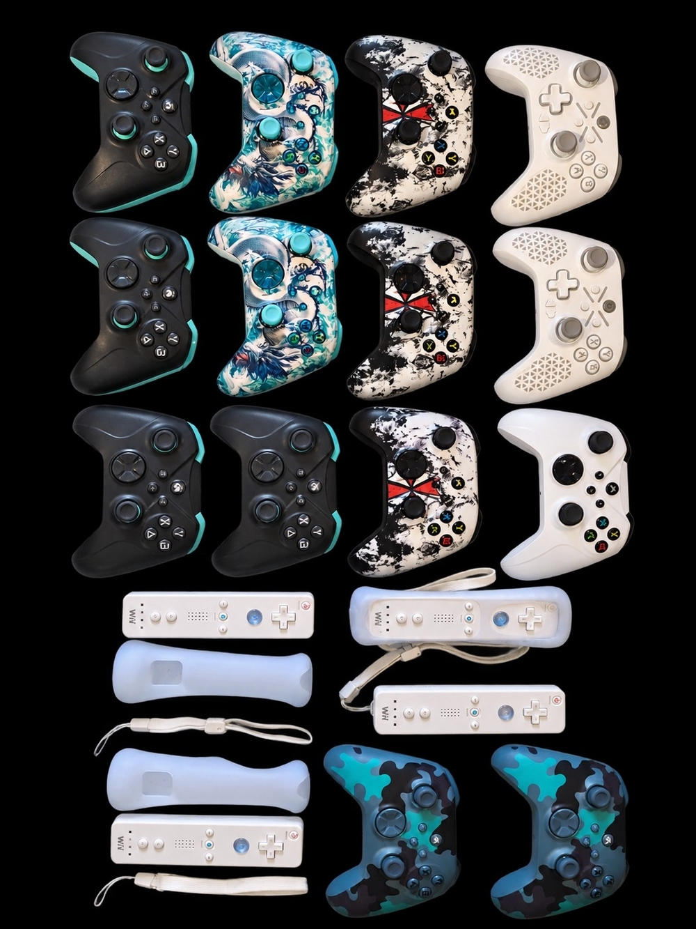 Wireless Game Controllers - Black, White, Teal, Camouflage Options
